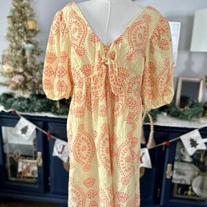 LILLY PULITZER SIZE 8 SARAFINA EYELET BABYDOLL DRESS *CALLA YELLOW*